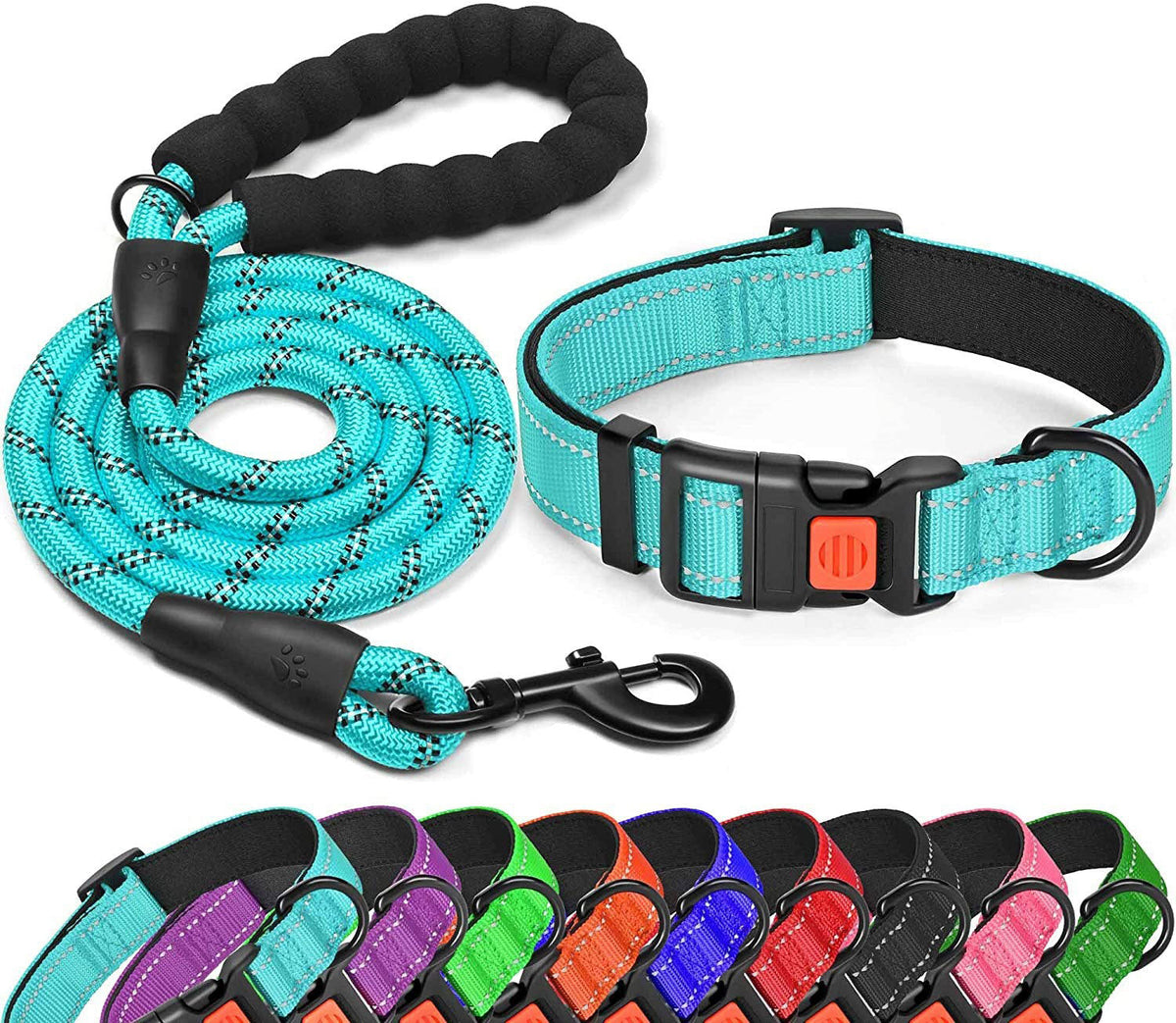Reflective Adjustable Dog Collar and Leash Set for Safer Walks