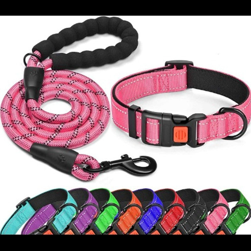 Reflective Adjustable Dog Collar and Leash Set for Safer Walks