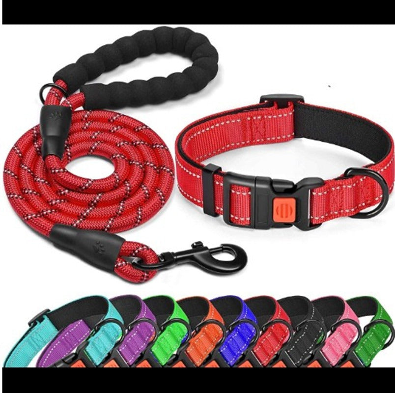 Reflective Adjustable Dog Collar and Leash Set for Safer Walks
