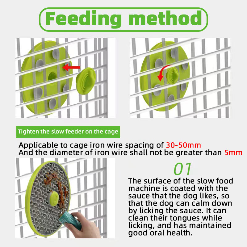 Cage-Mounted Dog Lick Mat for Slower, Calmer Feeding