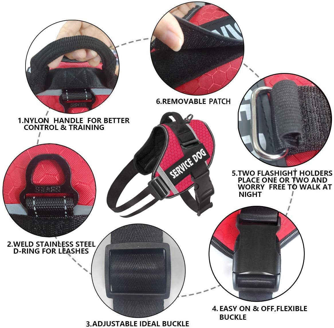 Reflective Service Dog Harness With Secure Control Handle