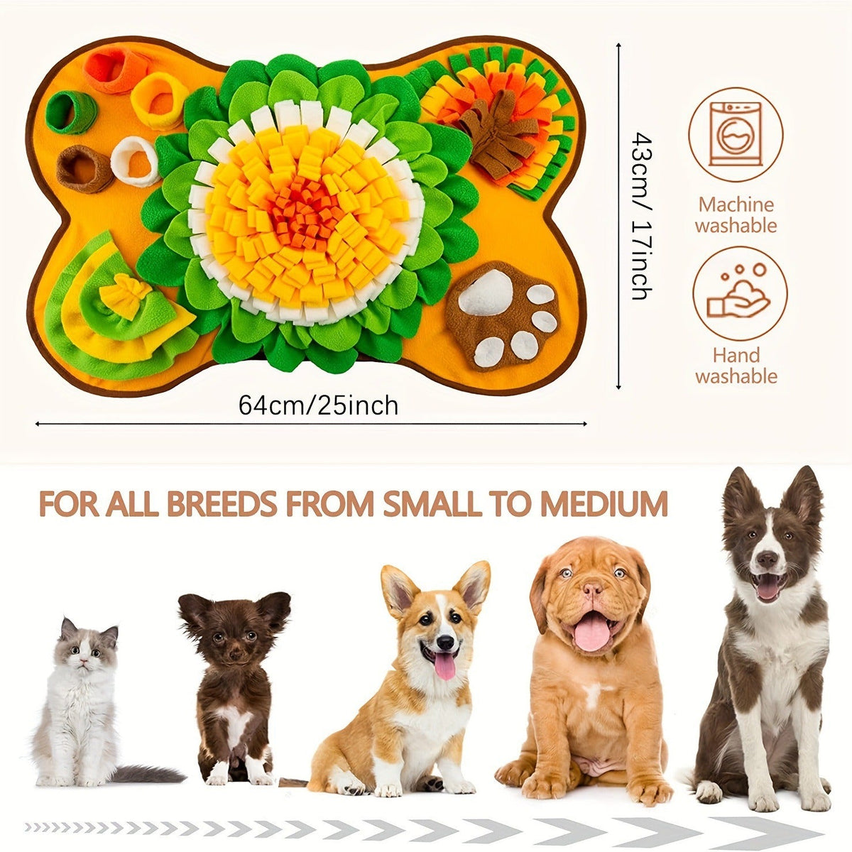 Dog Sniffing Mat: Slow Feeding & Enrichment Washable Toy