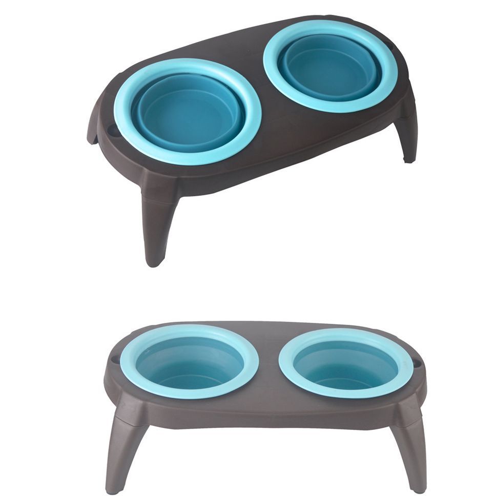 Raised Double Pet Bowl Stand for Neater Daily Feeding