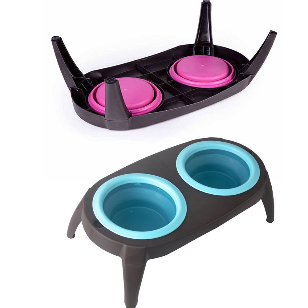Raised Double Pet Bowl Stand for Neater Daily Feeding