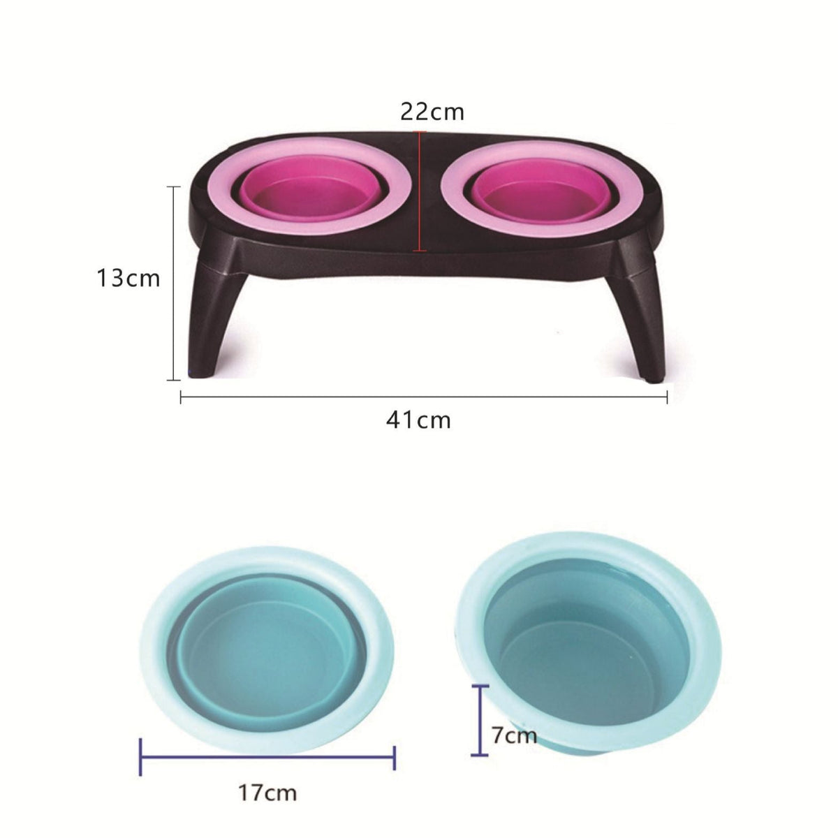 Raised Double Pet Bowl Stand for Neater Daily Feeding