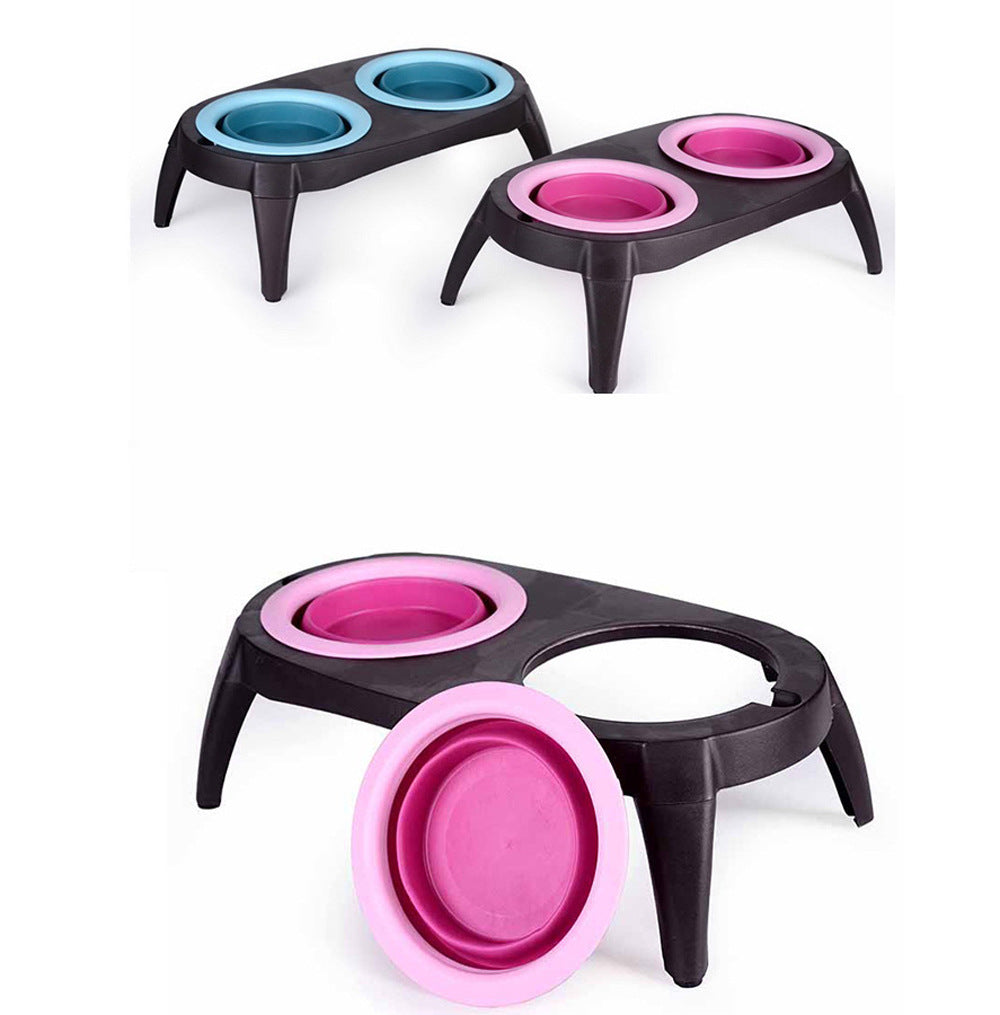 Raised Double Pet Bowl Stand for Neater Daily Feeding