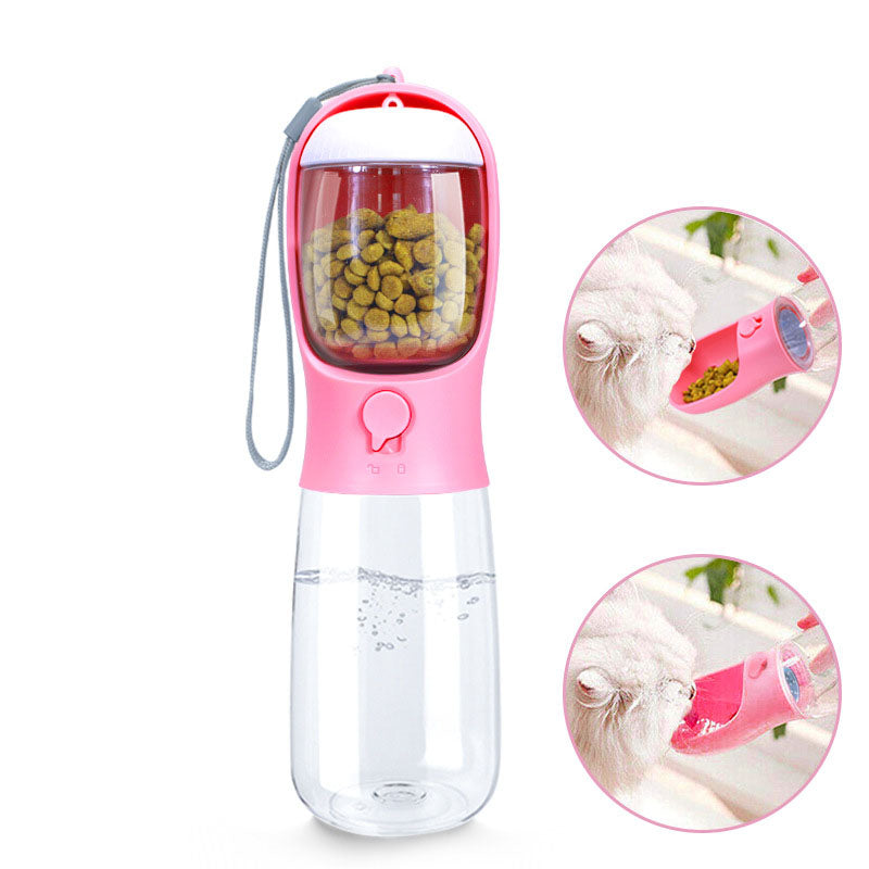 Portable Pet Water Bottle With Food & Treat Compartment