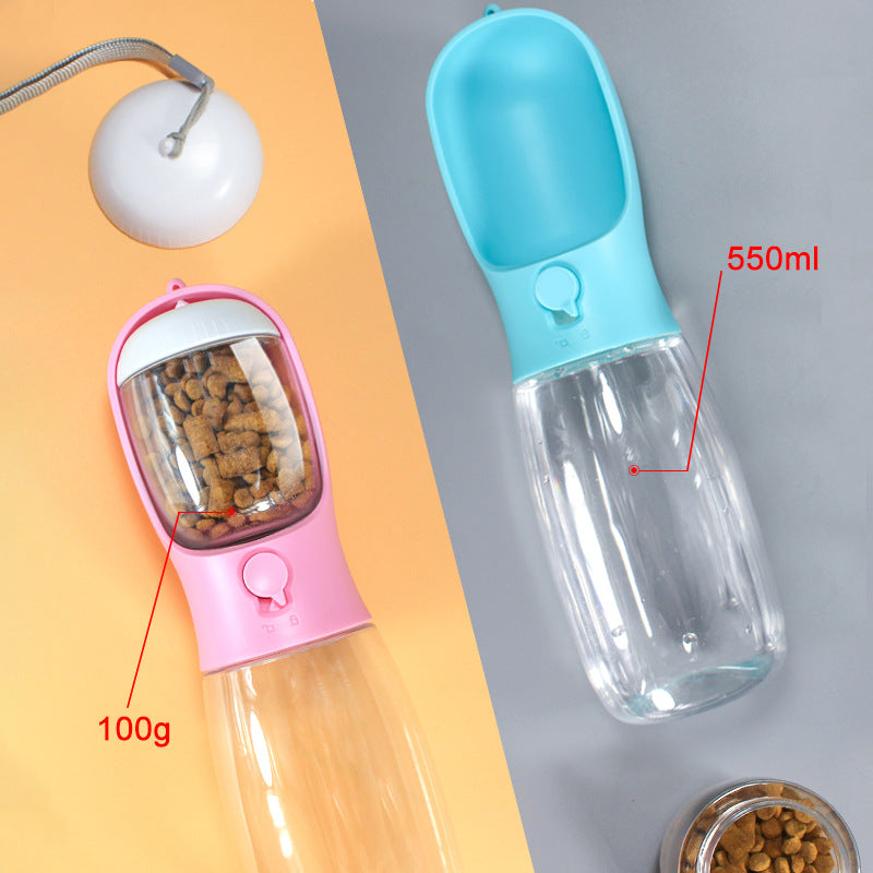 Portable Pet Water Bottle With Food & Treat Compartment