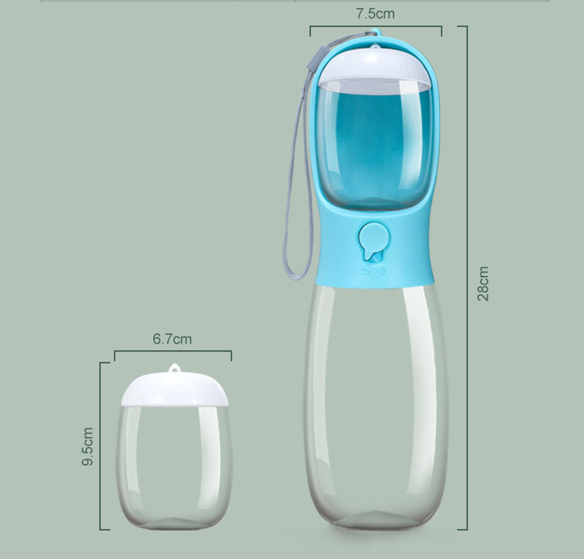 Portable Pet Water Bottle With Food & Treat Compartment