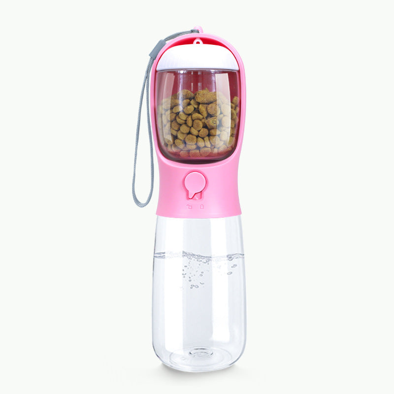 Portable Pet Water Bottle With Food & Treat Compartment