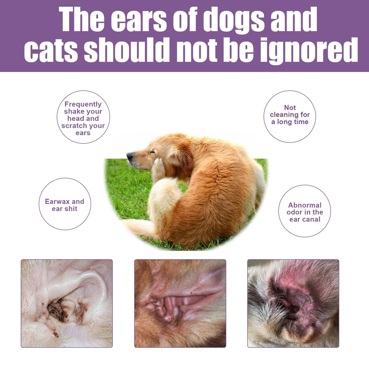 Pet Ear Cleaner for Gentle Earwax and Odor Relief