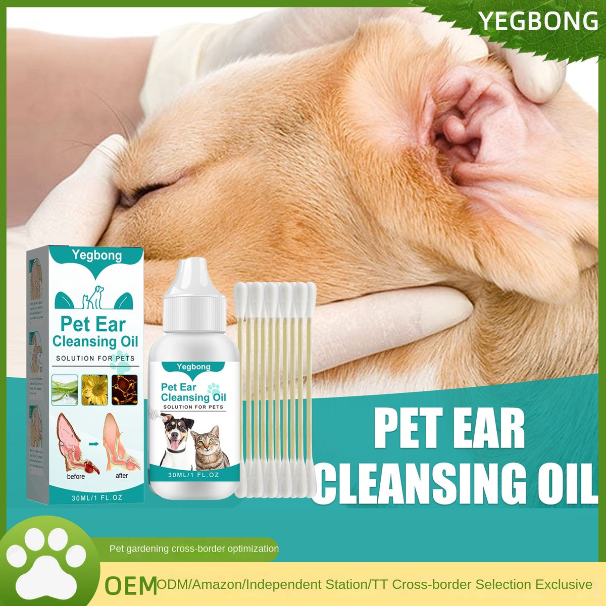 Pet Ear Cleaning Oil for Cats & Dogs, Odor Care