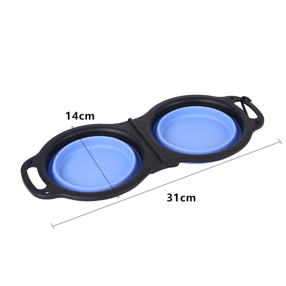 Portable Double Dog Bowl for Travel, Hiking & Parks