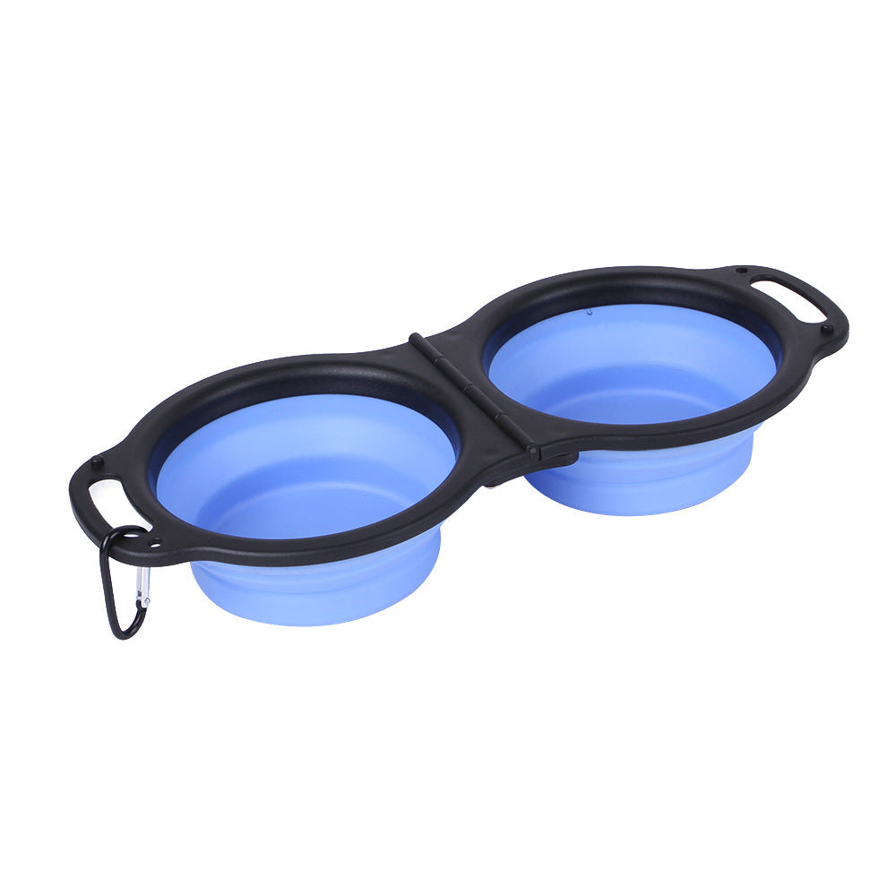 Portable Double Dog Bowl for Travel, Hiking & Parks