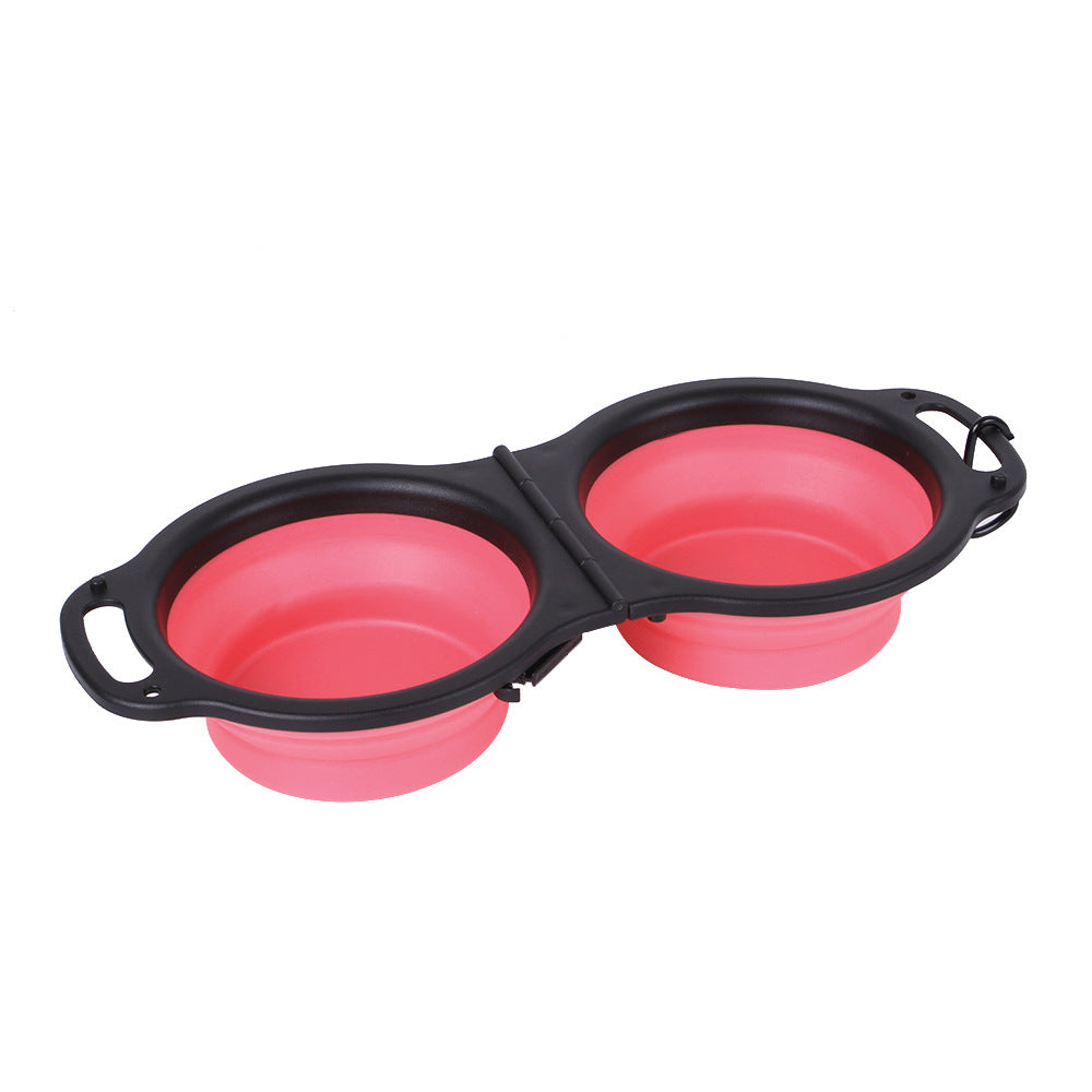 Portable Double Dog Bowl for Travel, Hiking & Parks