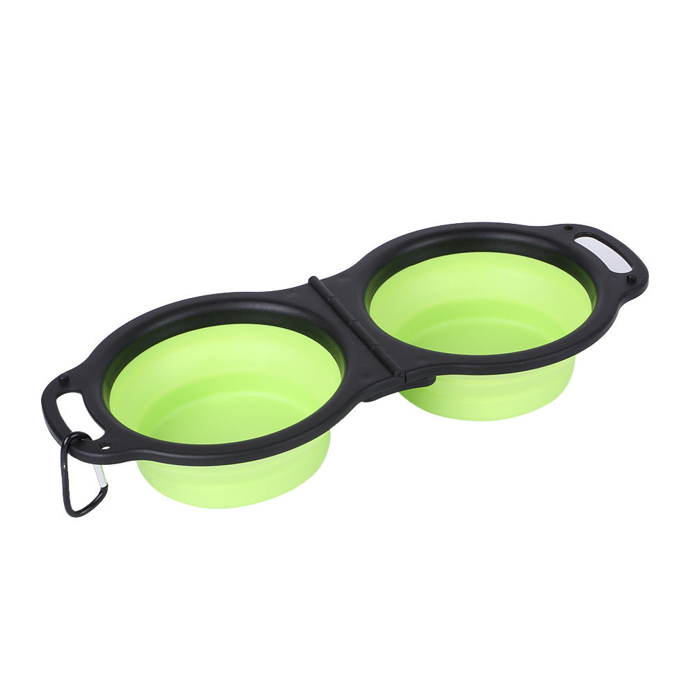 Portable Double Dog Bowl for Travel, Hiking & Parks