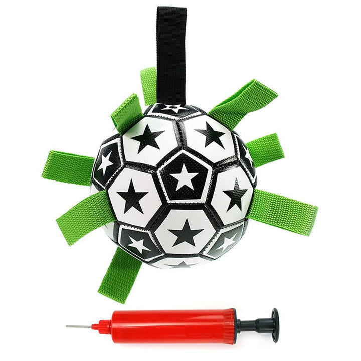Dog Football Toy with Tug Straps for Fetch & Play
