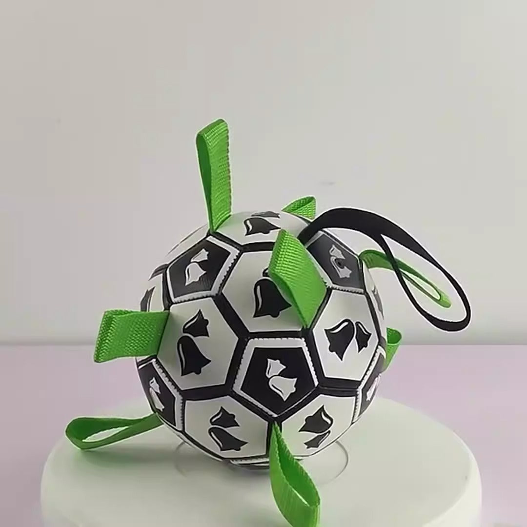 Dog Football Toy with Tug Straps for Fetch & Play