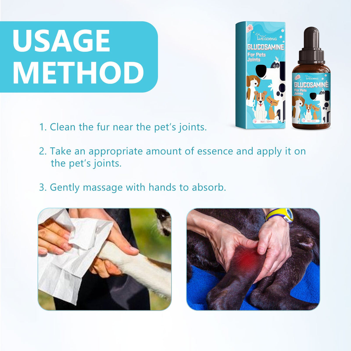 Pet Glucosamine Joint Support Drops for Cats & Dogs
