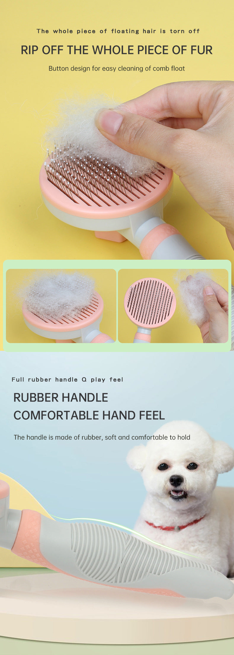 Self-Cleaning Slicker Brush for Tangle-Free Fur