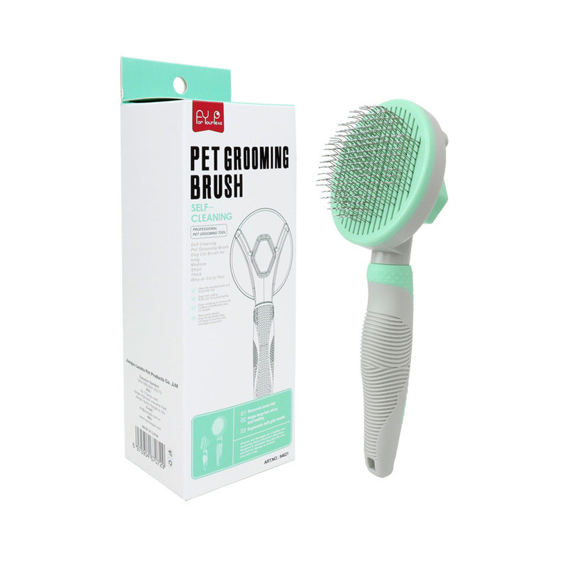 Self-Cleaning Slicker Brush for Tangle-Free Fur