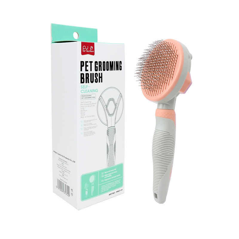 Self-Cleaning Slicker Brush for Tangle-Free Fur