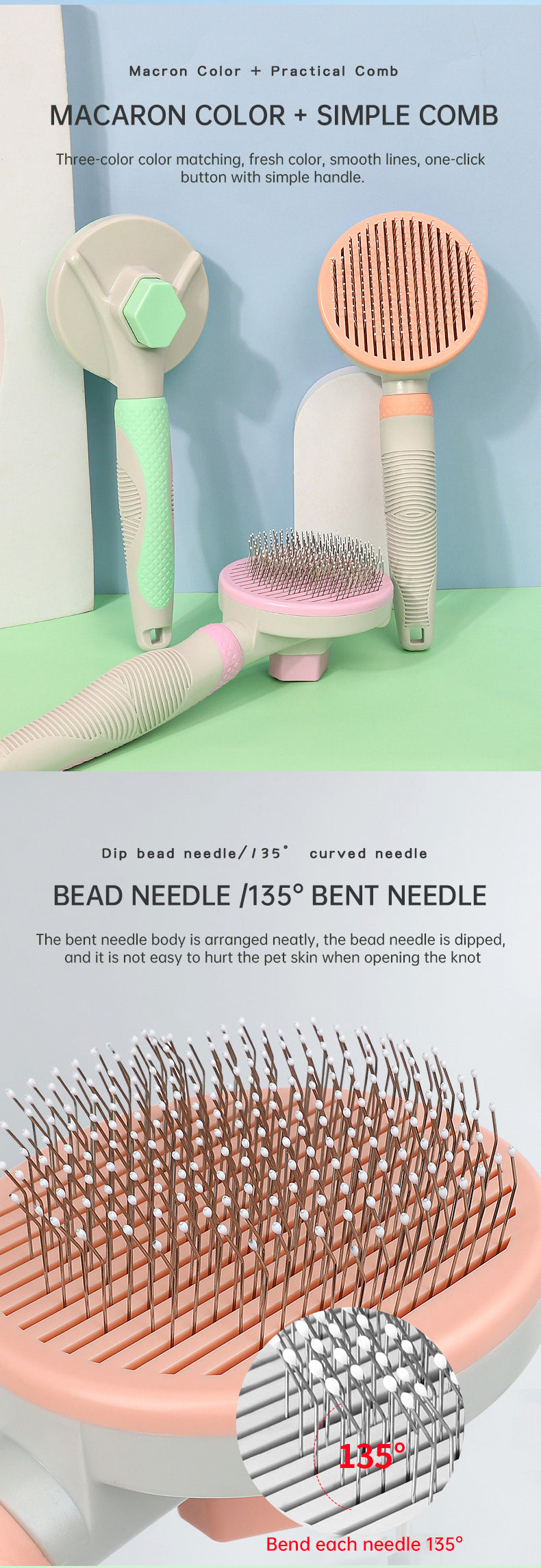 Self-Cleaning Slicker Brush for Tangle-Free Fur