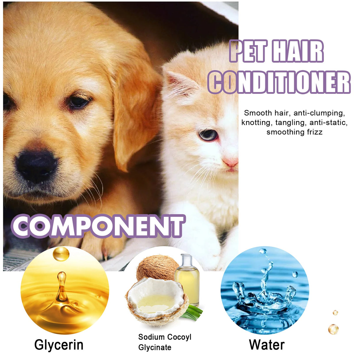 Pet Hair Conditioner for Soft, Glossy, Fluffy Fur