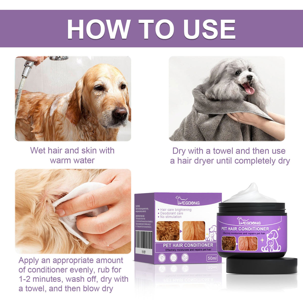 Pet Hair Conditioner for Soft, Glossy, Fluffy Fur