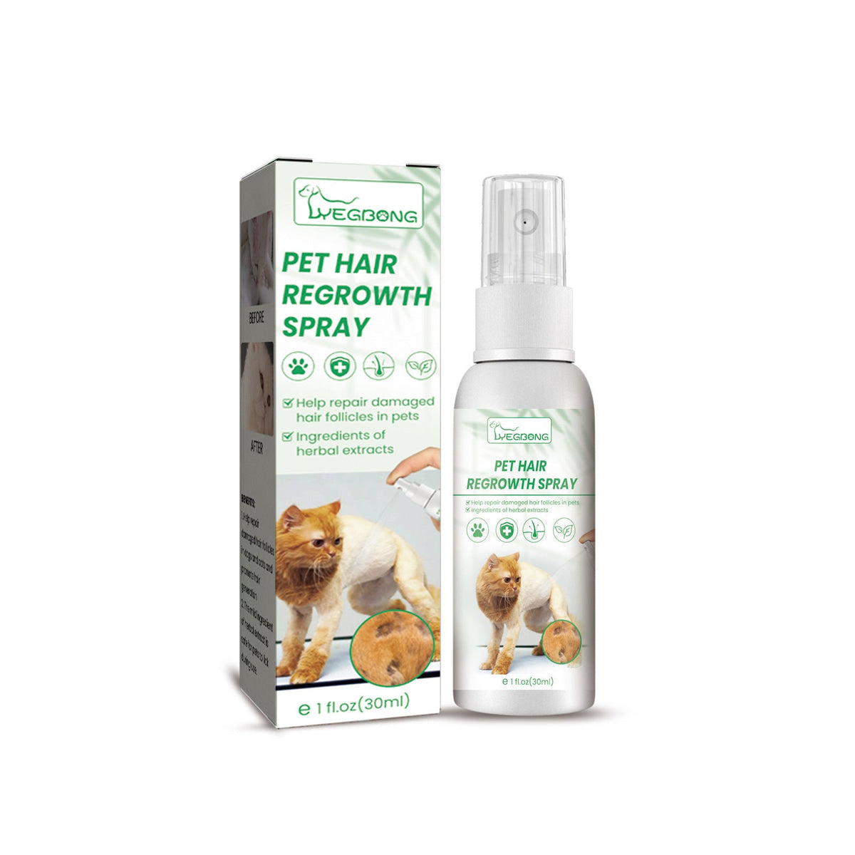 Pet Hair Growth Spray for Cats & Dogs, 1 fl oz Bottle