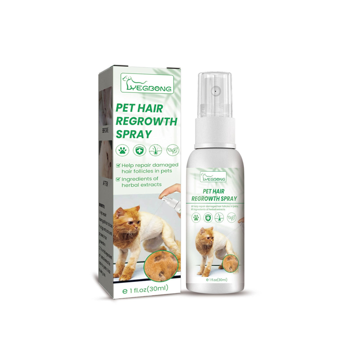 Pet Hair Growth Spray for Cats & Dogs, 1 fl oz Bottle