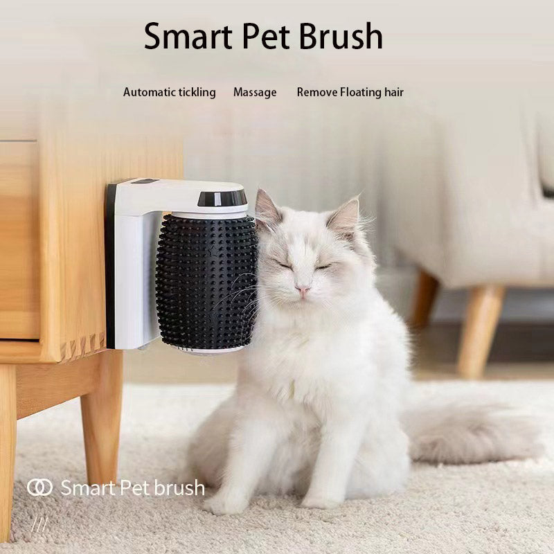 Automatic Cat Brush for Hands-Free Loose-Hair Grooming