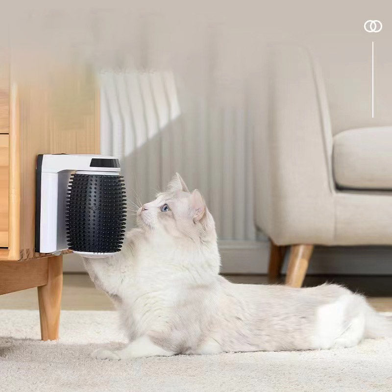Automatic Cat Brush for Hands-Free Loose-Hair Grooming