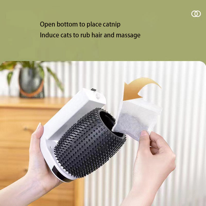 Automatic Cat Brush for Hands-Free Loose-Hair Grooming