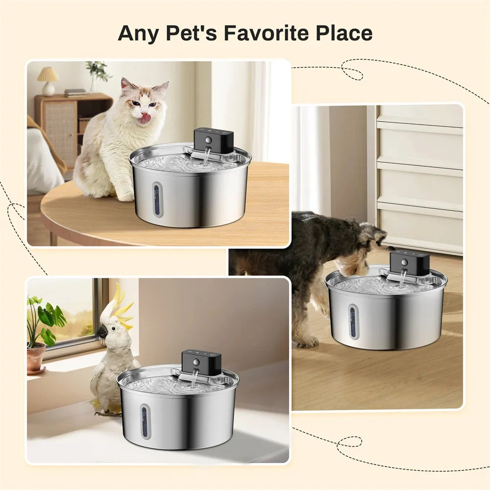 Automatic Cat Water Dispenser, Hands-Free 3.2L Bowl