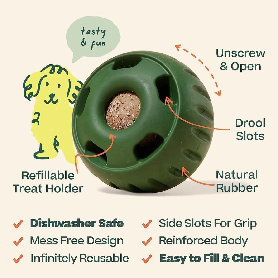 Interactive Dog Treat Toy for Slower, Cleaner Feeding