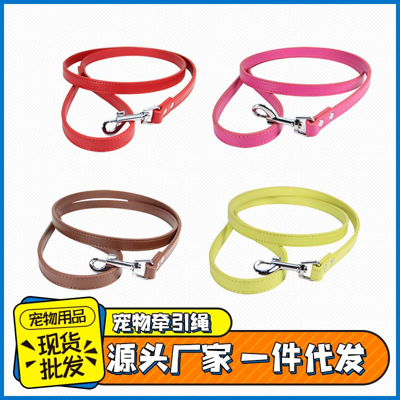 PU Leather Pet Leash with Secure Swivel Snap Clasp