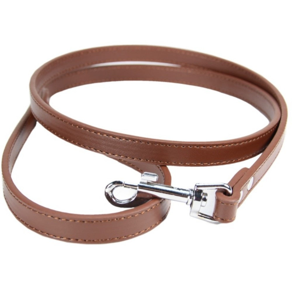 PU Leather Pet Leash with Secure Swivel Snap Clasp