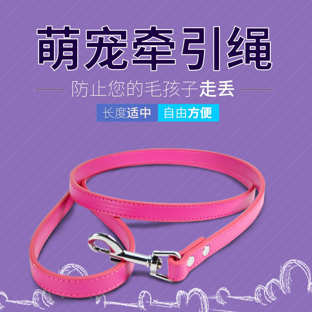 PU Leather Pet Leash with Secure Swivel Snap Clasp