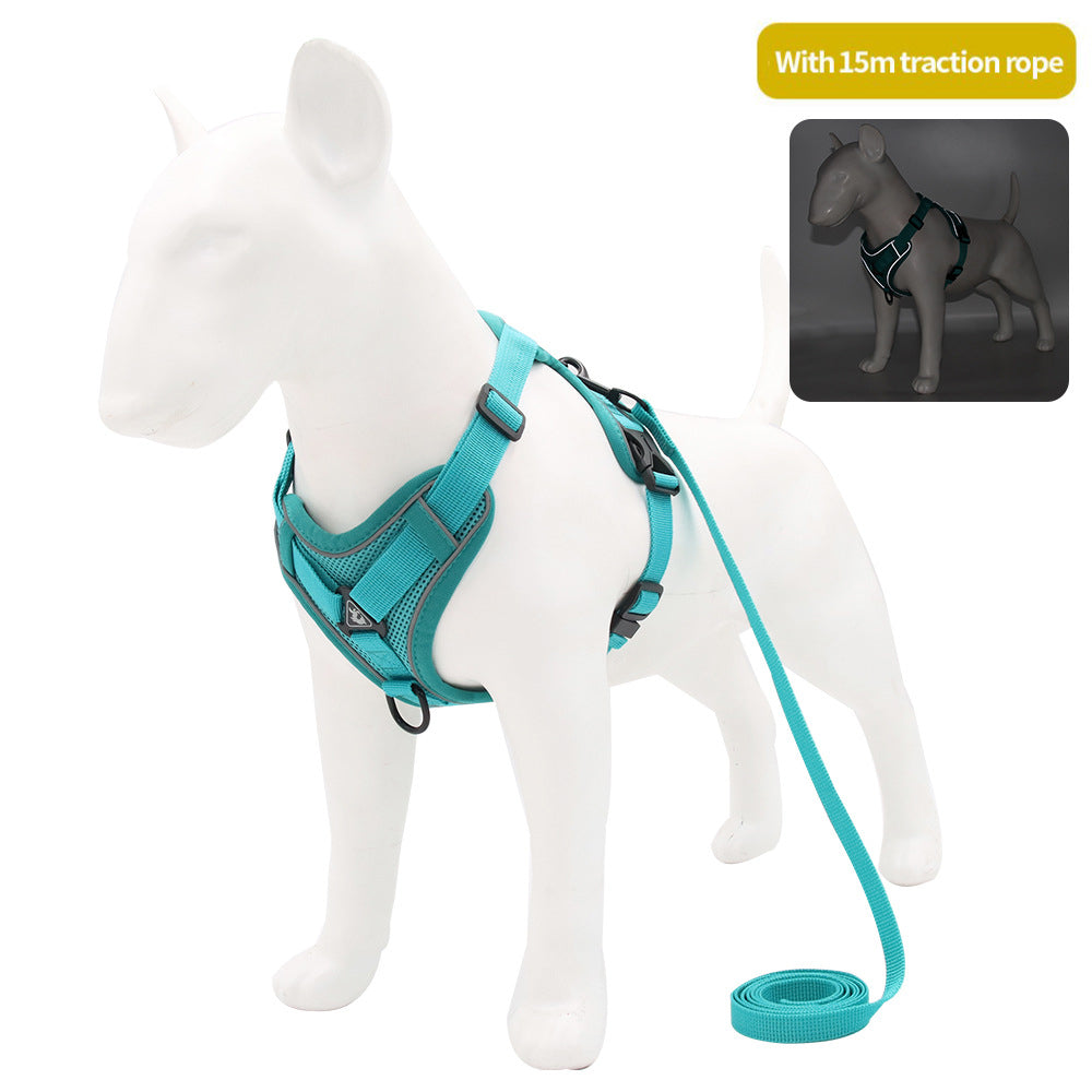Reflective Dog Harness Vest With 15m Training Rope
