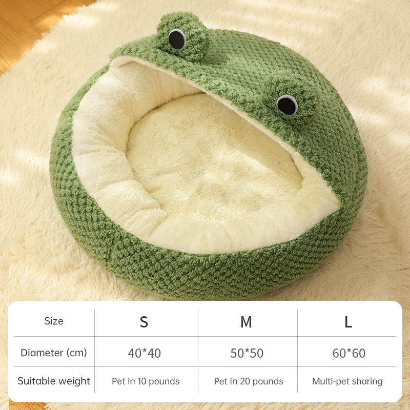 Frog Cat Bed for Cozy Enclosed Indoor Cat and Dog Naps