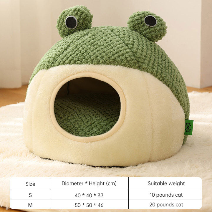 Frog Cat Bed for Cozy Enclosed Indoor Cat and Dog Naps