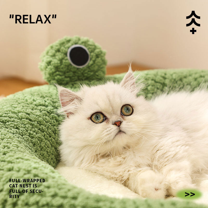 Frog Cat Bed for Cozy Enclosed Indoor Cat and Dog Naps