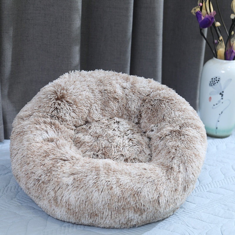 Plush Donut Pet Bed for Warm, Cozy Dog & Cat Sleep