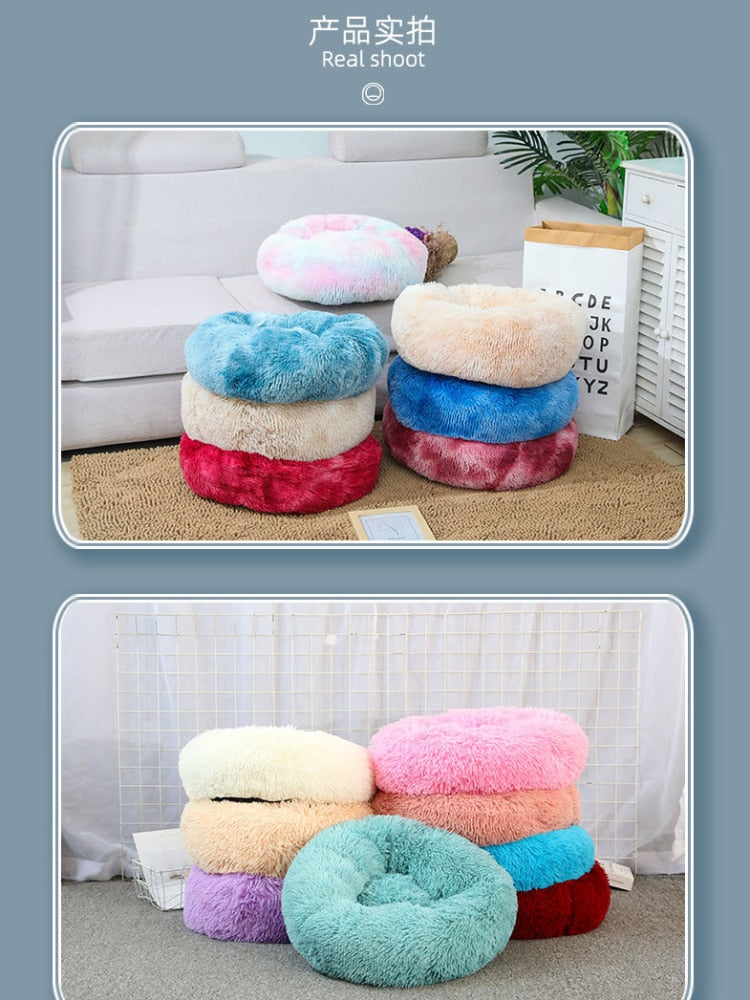 Plush Donut Pet Bed for Warm, Cozy Dog & Cat Sleep
