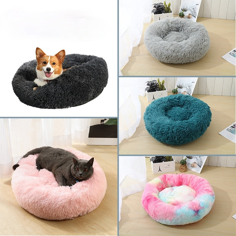 Plush Donut Pet Bed for Warm, Cozy Dog & Cat Sleep
