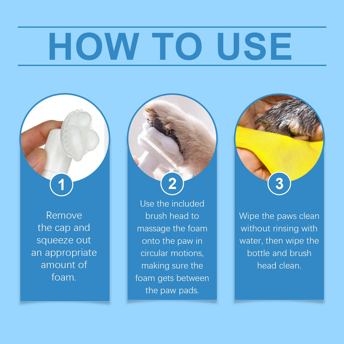 Pet Paw Foam Cleaner With Built-In Brush for Clean Paws
