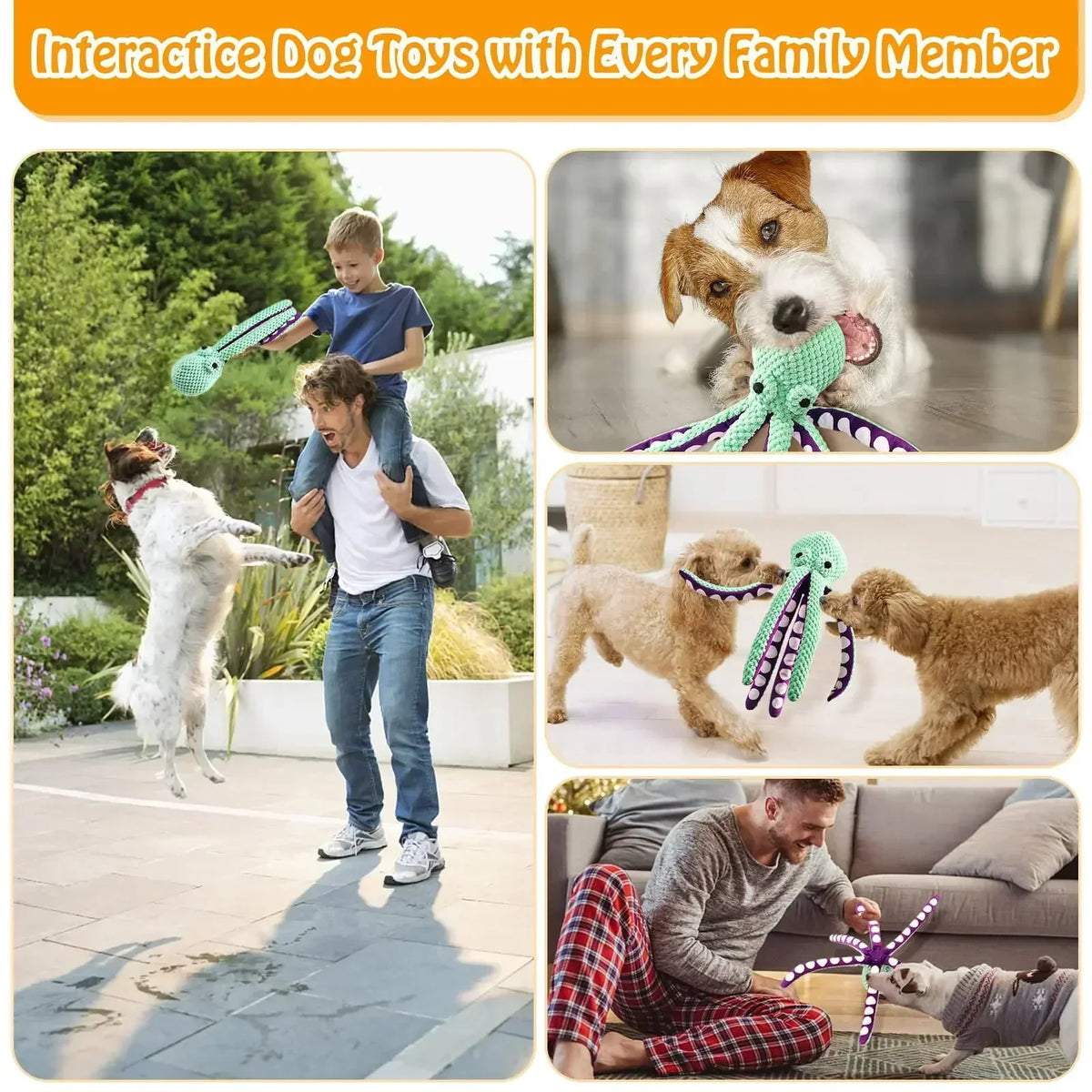 Interactive Squeaky Octopus Dog Toy for Daily Play