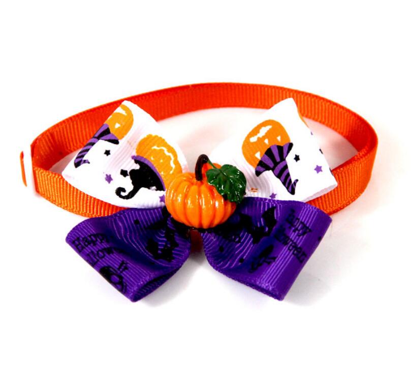 Pet Pumpkin Bow Tie for Festive Halloween Party Style