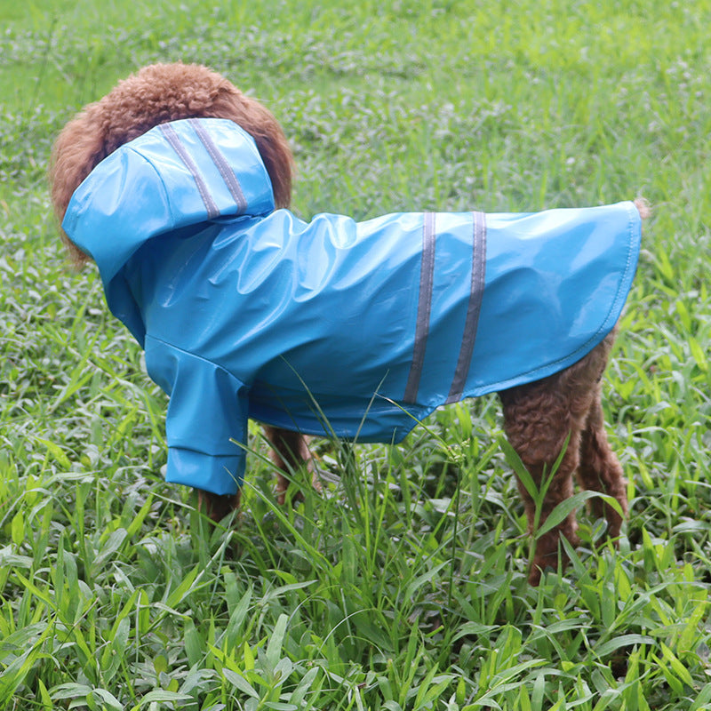 Pet Raincoat With Reflective Strips for Wet Walks